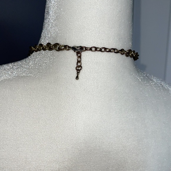 Three strand statement necklace gold, wood, blue - Picture 4 of 4